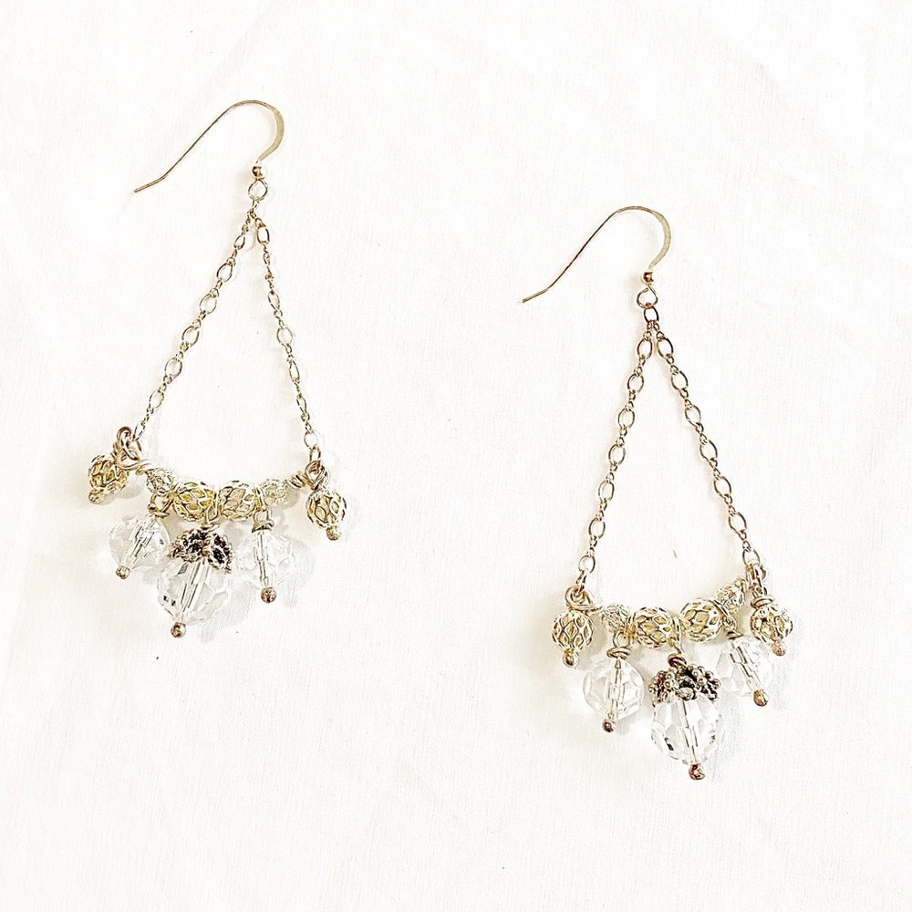 Sterling Silver and Crystal Chandelier Earrings - Picture 1 of 5